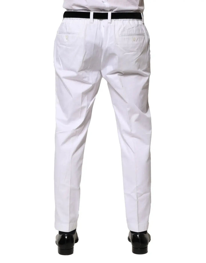 Dolce &amp; Gabbana White Cotton Dress Slim Formal Pants