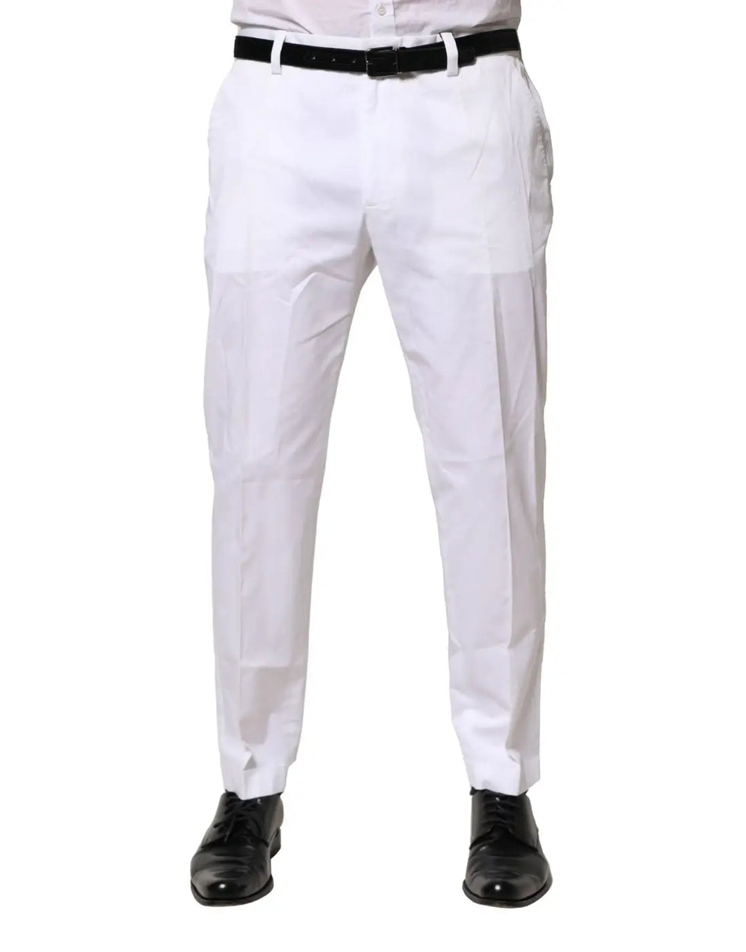 Dolce &amp; Gabbana White Cotton Dress Slim Formal Pants
