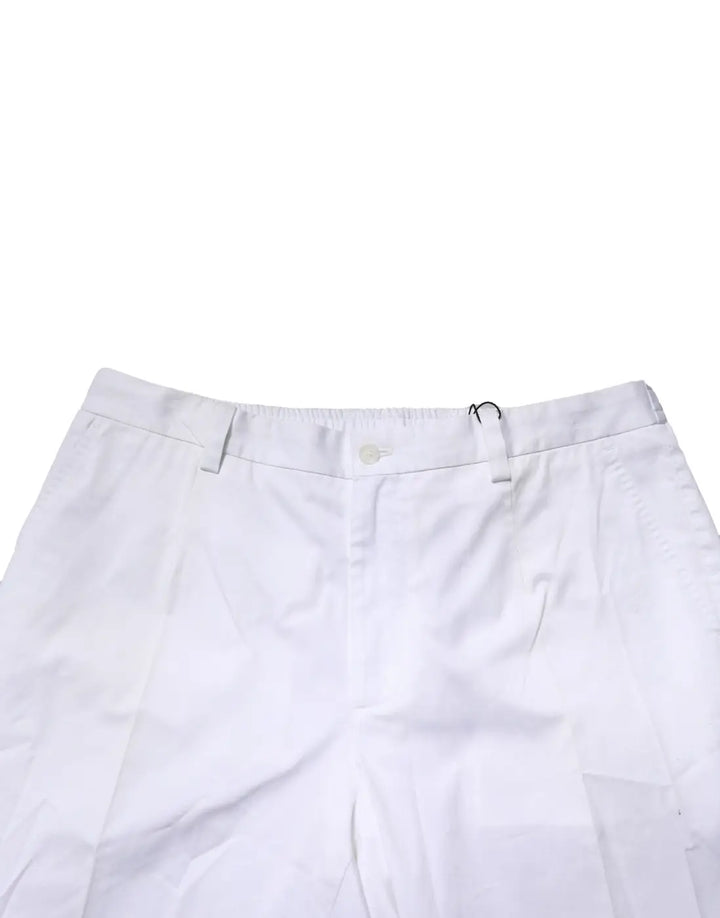 Dolce &amp; Gabbana White Cotton Dress Slim Formal Pants