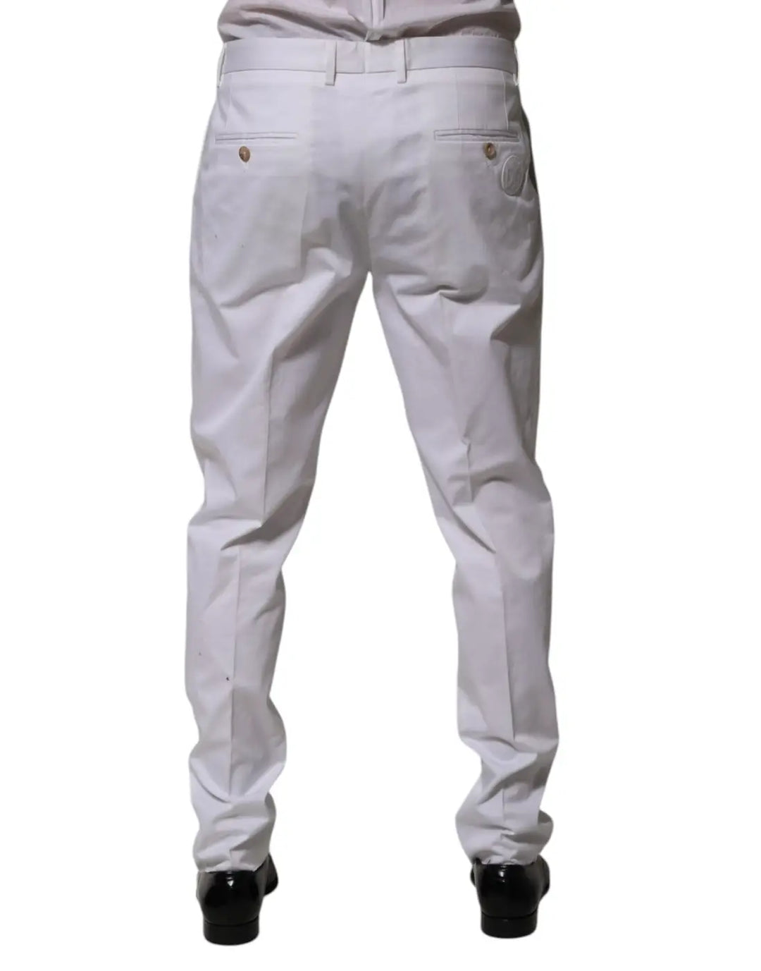 Dolce &amp; Gabbana White Cotton Dress Slim Formal Trouser Pants