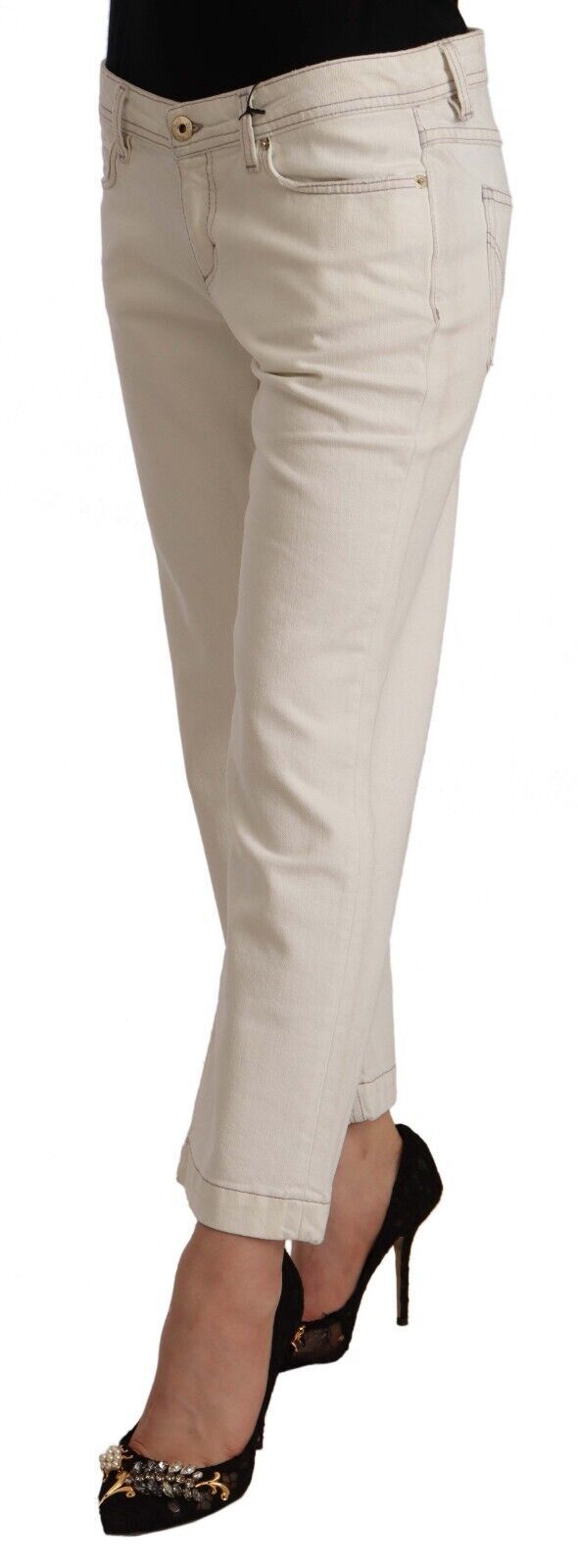 Dolce &amp; Gabbana off White Cotton Flared Cropped Denim Jeans