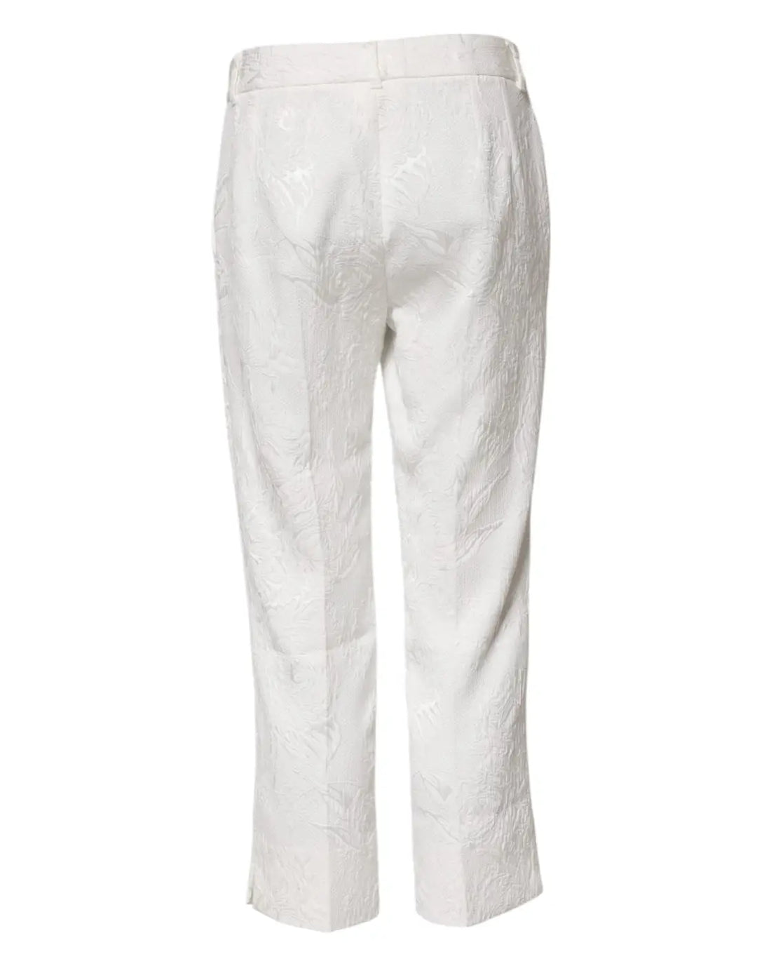 Dolce &amp; Gabbana White Cotton Floral Jacquard Pants