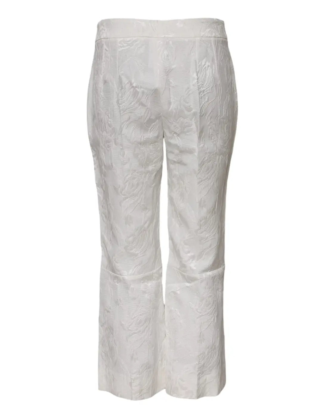 Dolce &amp; Gabbana White Cotton Floral Jacquard Pants