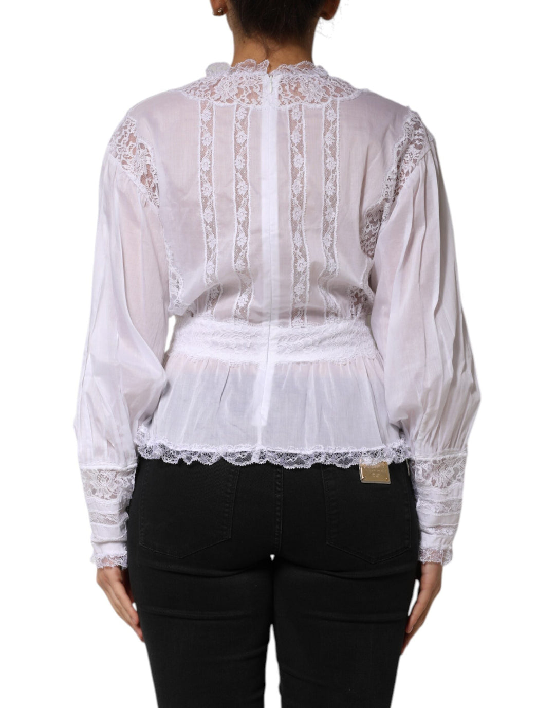 Dolce &amp; Gabbana Blouses - Women’s White Cotton Floral Lace Long Sleeves Top