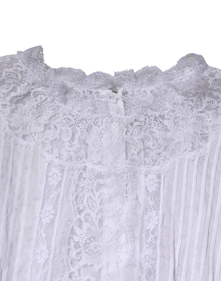 Dolce &amp; Gabbana Blouses - Women’s White Cotton Floral Lace Long Sleeves Top
