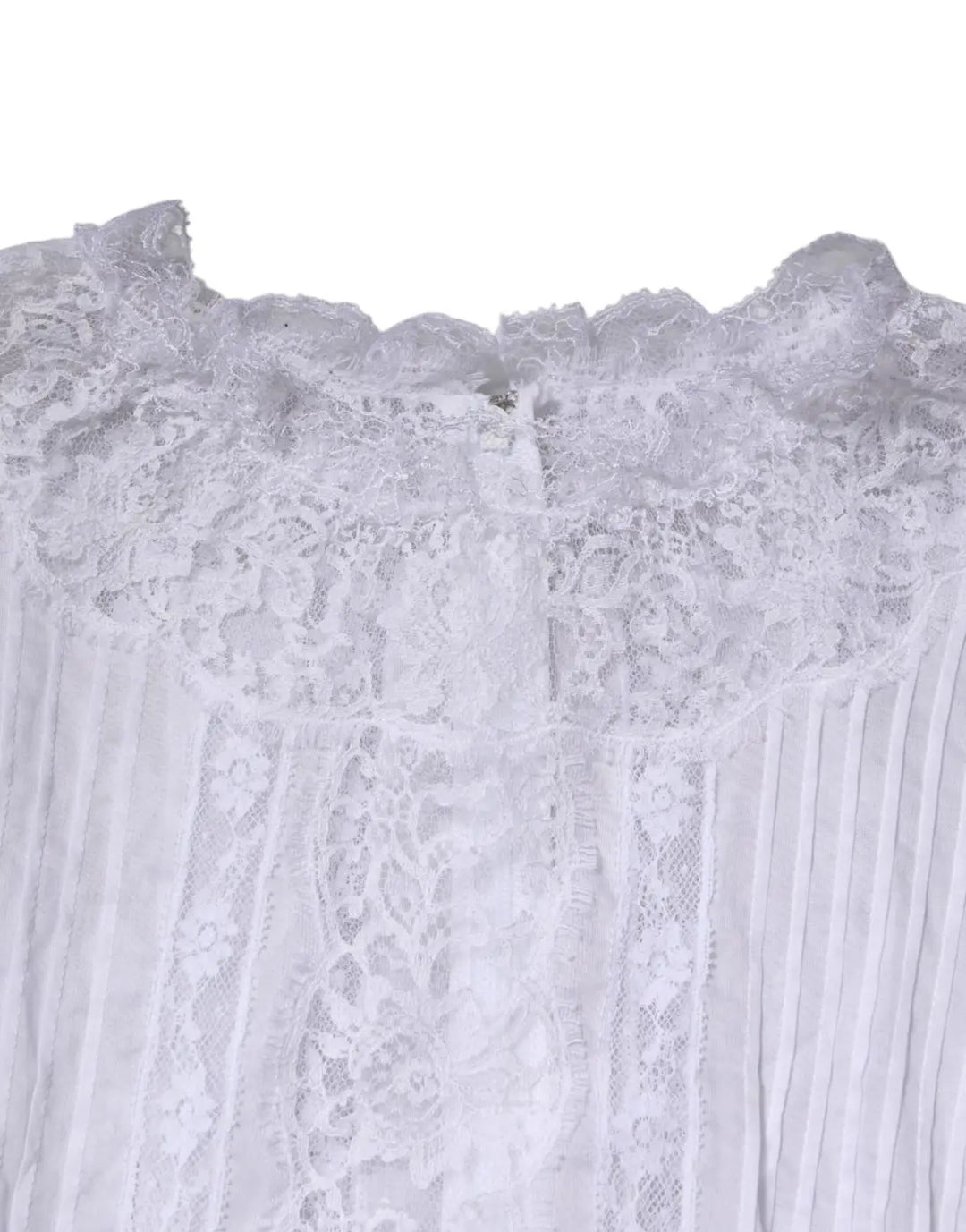 Dolce &amp; Gabbana White Cotton Floral Lace Long Sleeves Top