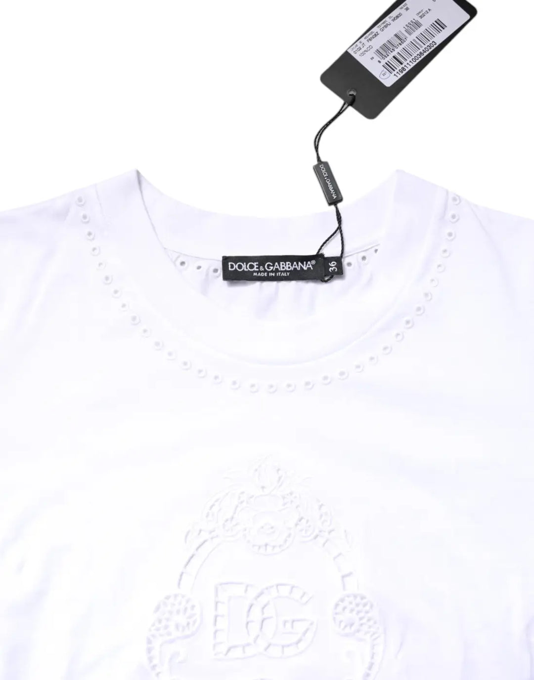Dolce &amp; Gabbana White Cotton Floral Logo Crew Neck T-shirt
