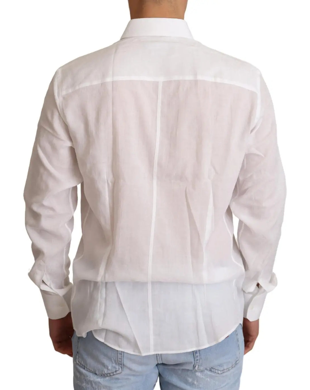 Dolce &amp; Gabbana White Cotton Floral Pattern MARTINI Shirt