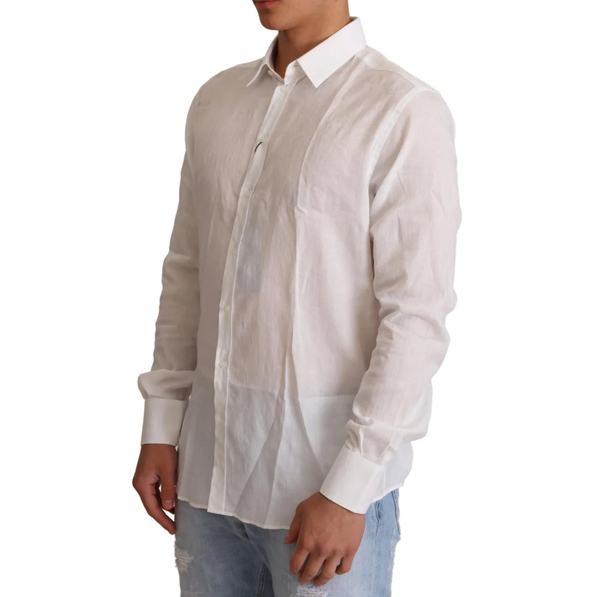 Dolce and Gabbana White Cotton Floral Pattern Shirt &