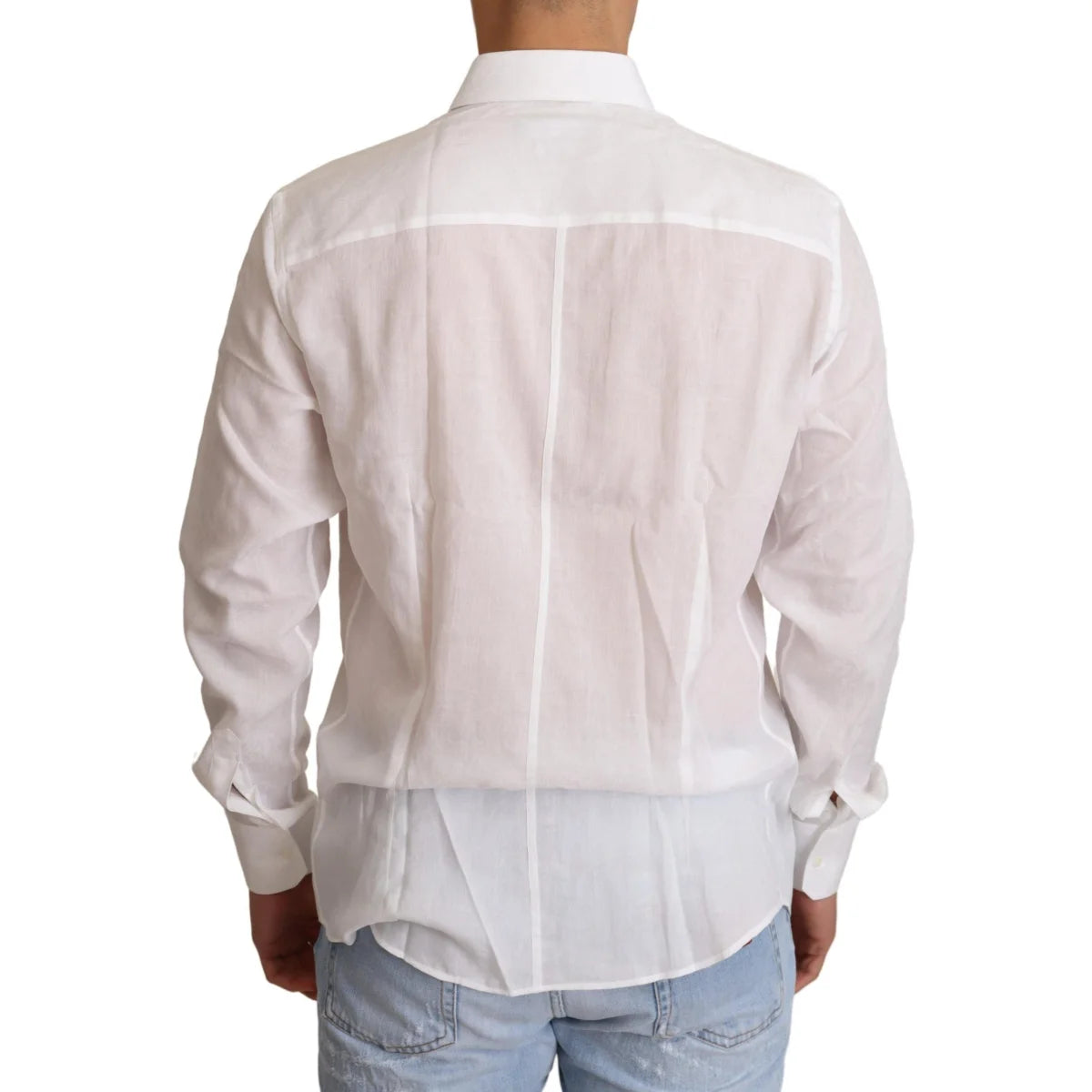 Dolce and Gabbana White Cotton Floral Pattern Shirt &