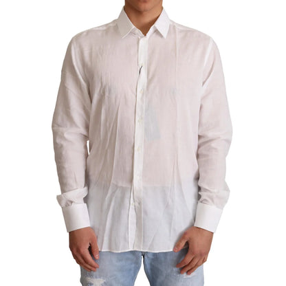 Dolce and Gabbana White Cotton Floral Pattern Shirt &