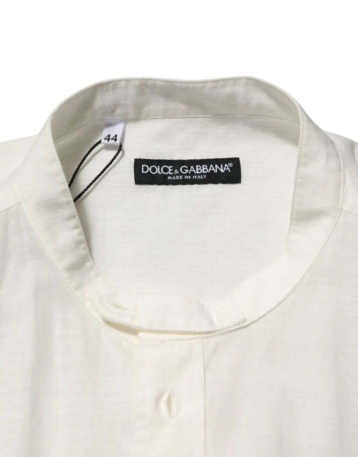 Dolce &amp; Gabbana White Cotton Floral Print Button Down Shirt