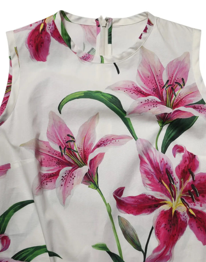 Dolce &amp; Gabbana White Cotton Floral Sleeveless Mini Dress