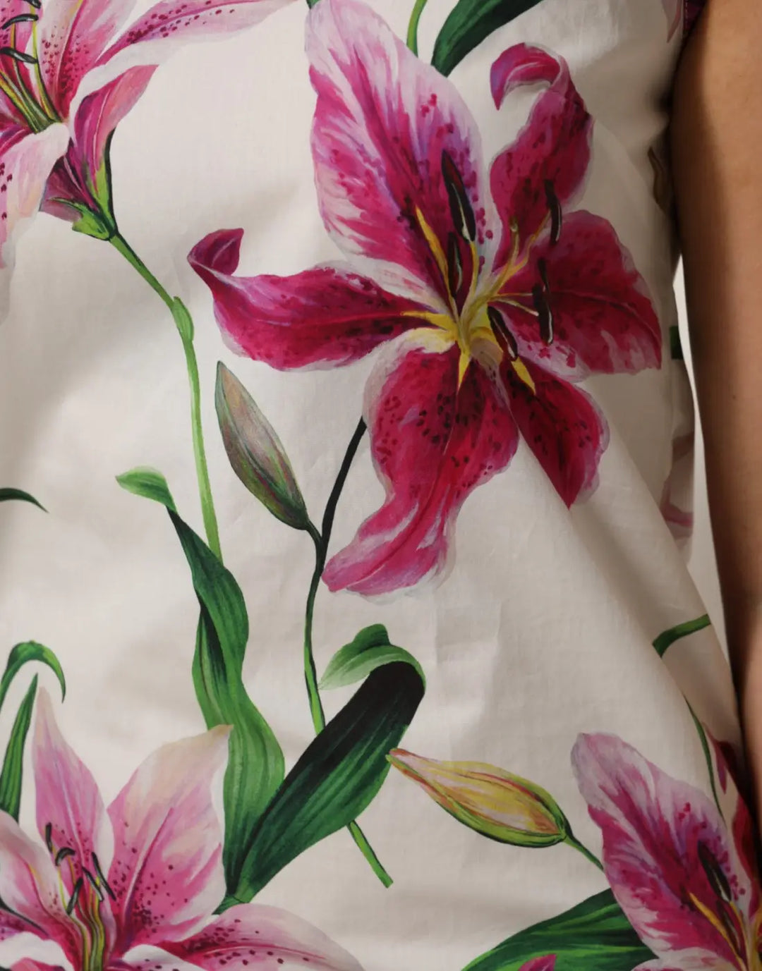 Dolce &amp; Gabbana White Cotton Floral Sleeveless Mini Dress