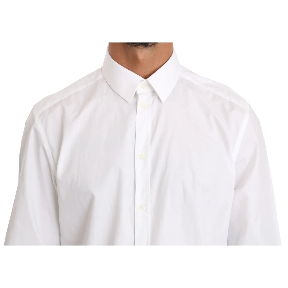 Dolce and Gabbana White Cotton Gold Dress Shirt Elegance &