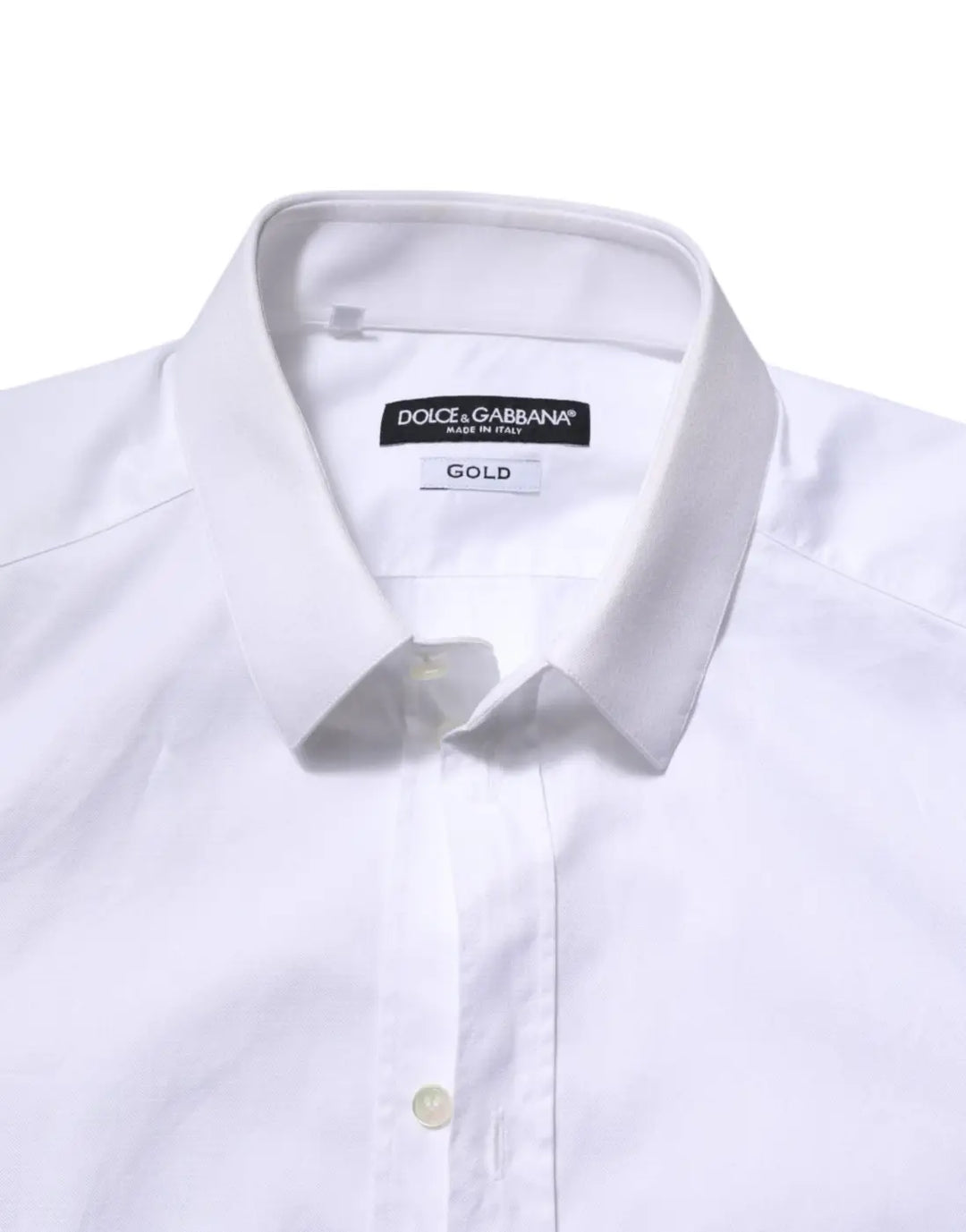 Dolce &amp; Gabbana White Cotton GOLD Long Sleeve Men Dress Shirt