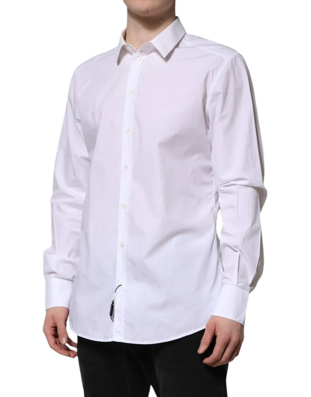 Dolce &amp; Gabbana White Cotton GOLD Long Sleeves Dress Shirt