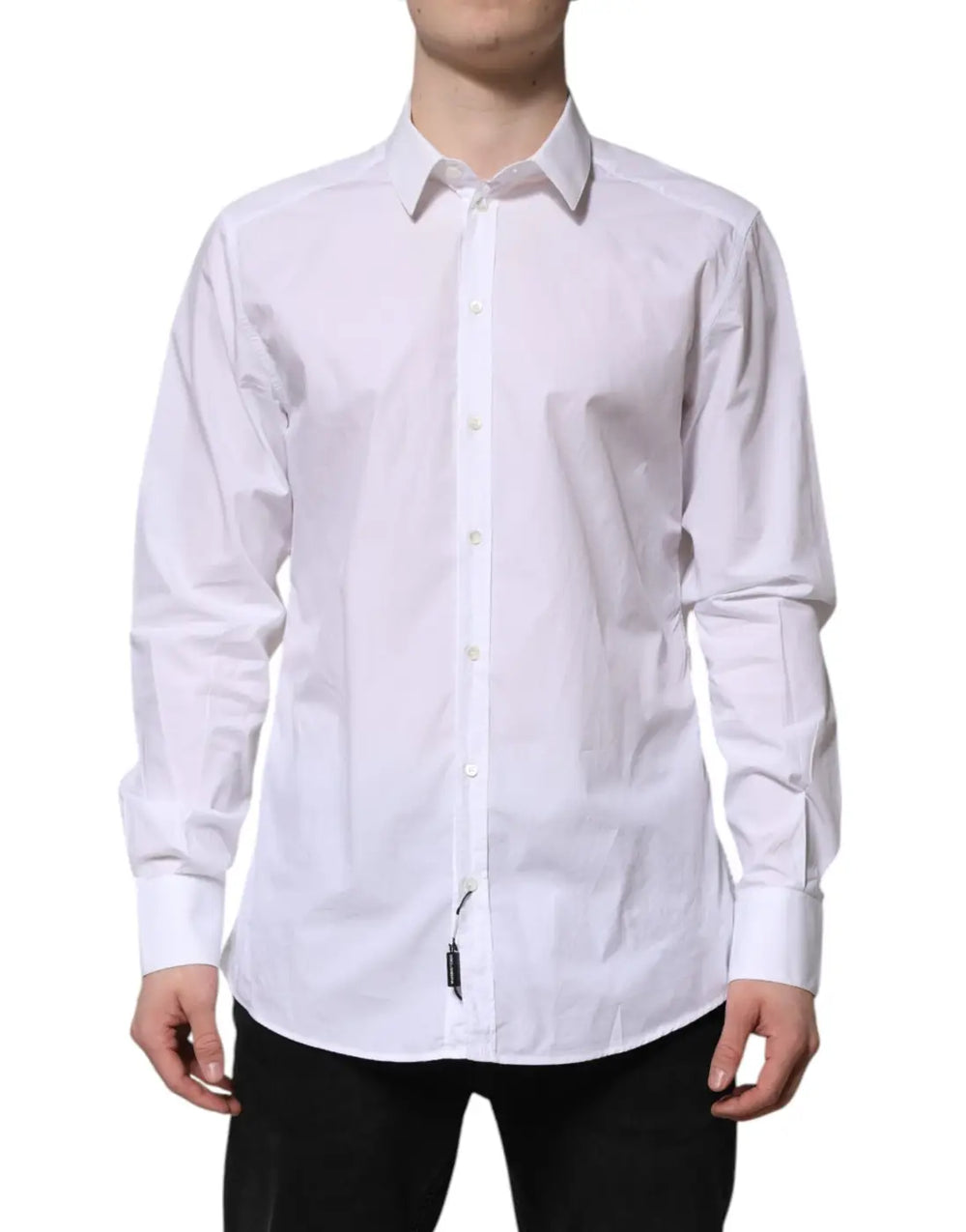 Dolce & Gabbana White Cotton GOLD Long Sleeves Dress Shirt