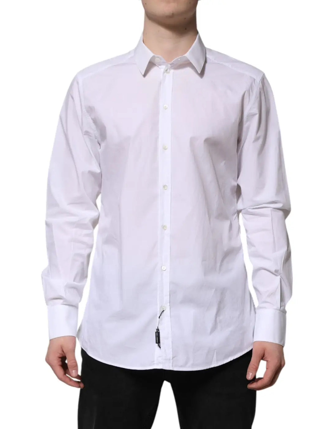Dolce &amp; Gabbana White Cotton GOLD Long Sleeves Dress Shirt