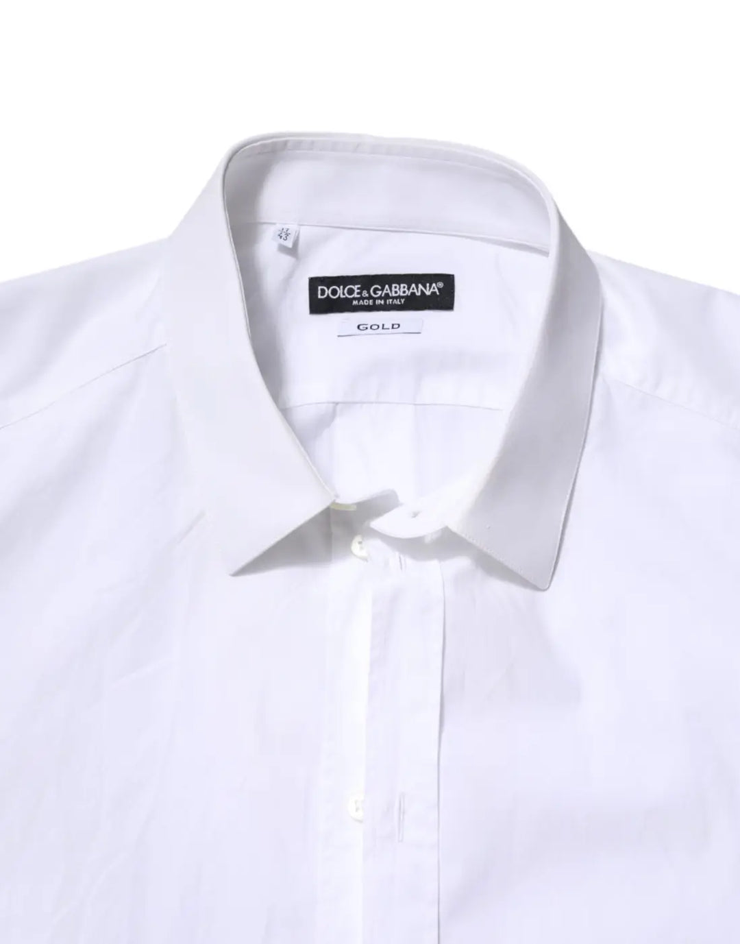 Dolce &amp; Gabbana White Cotton GOLD Long Sleeves Dress Shirt