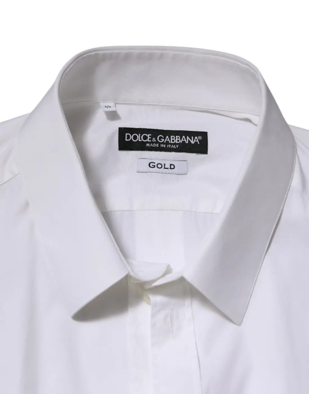Dolce &amp; Gabbana White Cotton GOLD Long Sleeves Formal Shirt