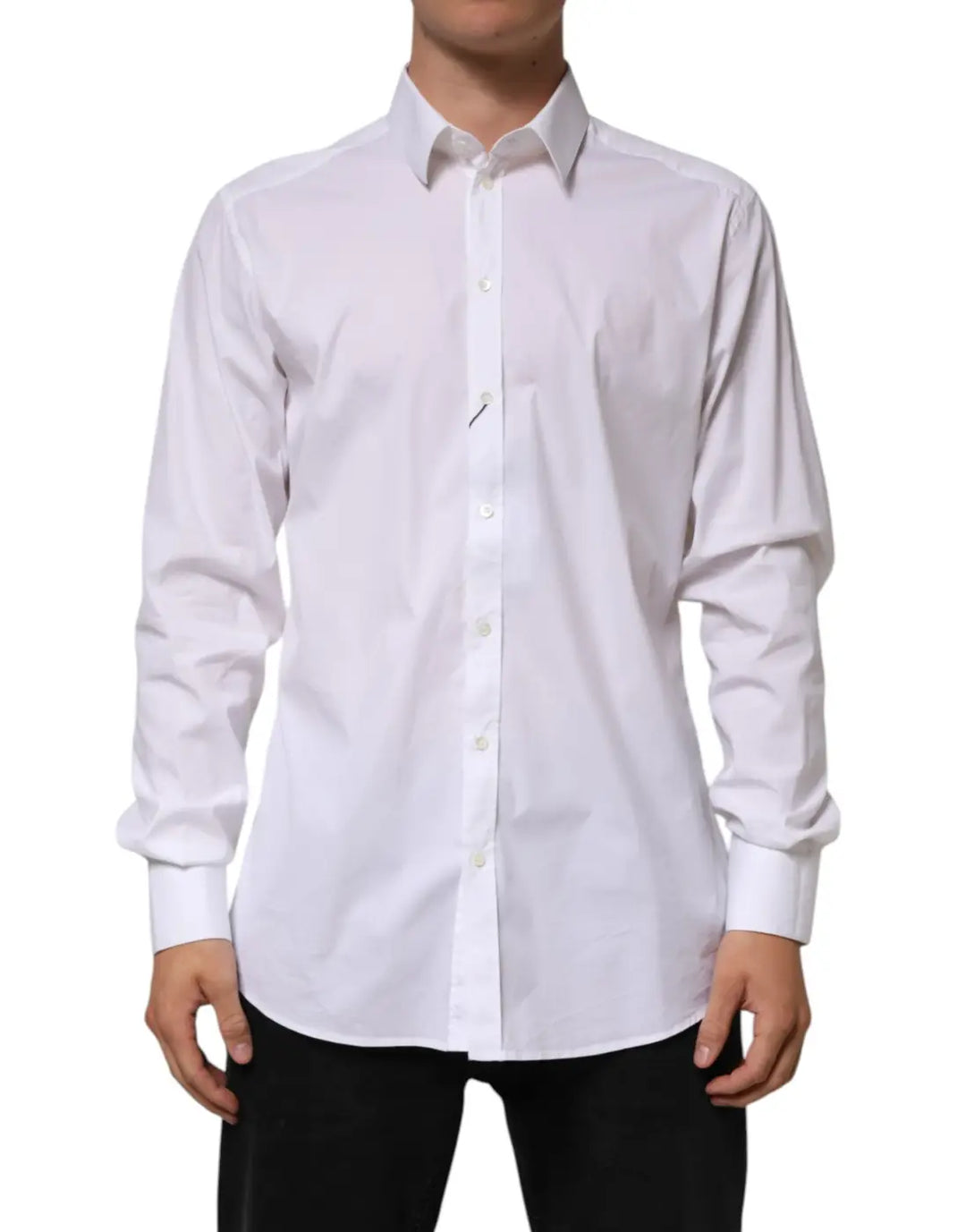 Dolce &amp; Gabbana White Cotton GOLD Long Sleeves Formal Shirt