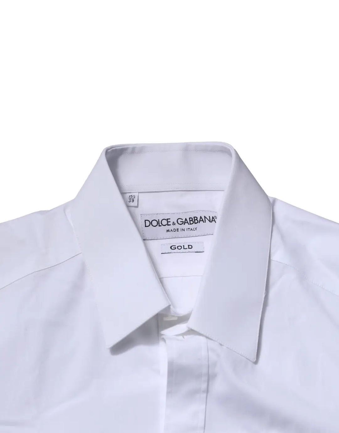 Dolce &amp; Gabbana White Cotton GOLD Long Sleeves Formal Shirt