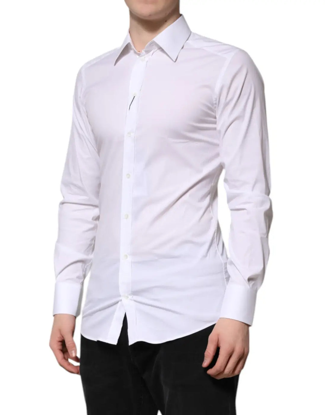 Dolce &amp; Gabbana White Cotton GOLD Long Sleeves Formal Shirt