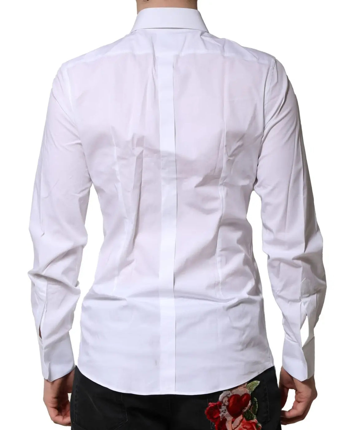 Dolce &amp; Gabbana White Cotton GOLD Long Sleeves Formal Shirt