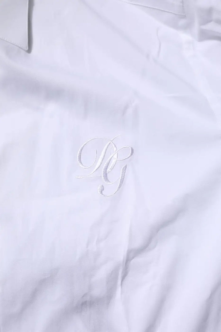 Dolce &amp; Gabbana White Cotton GOLD Long Sleeves Formal Shirt