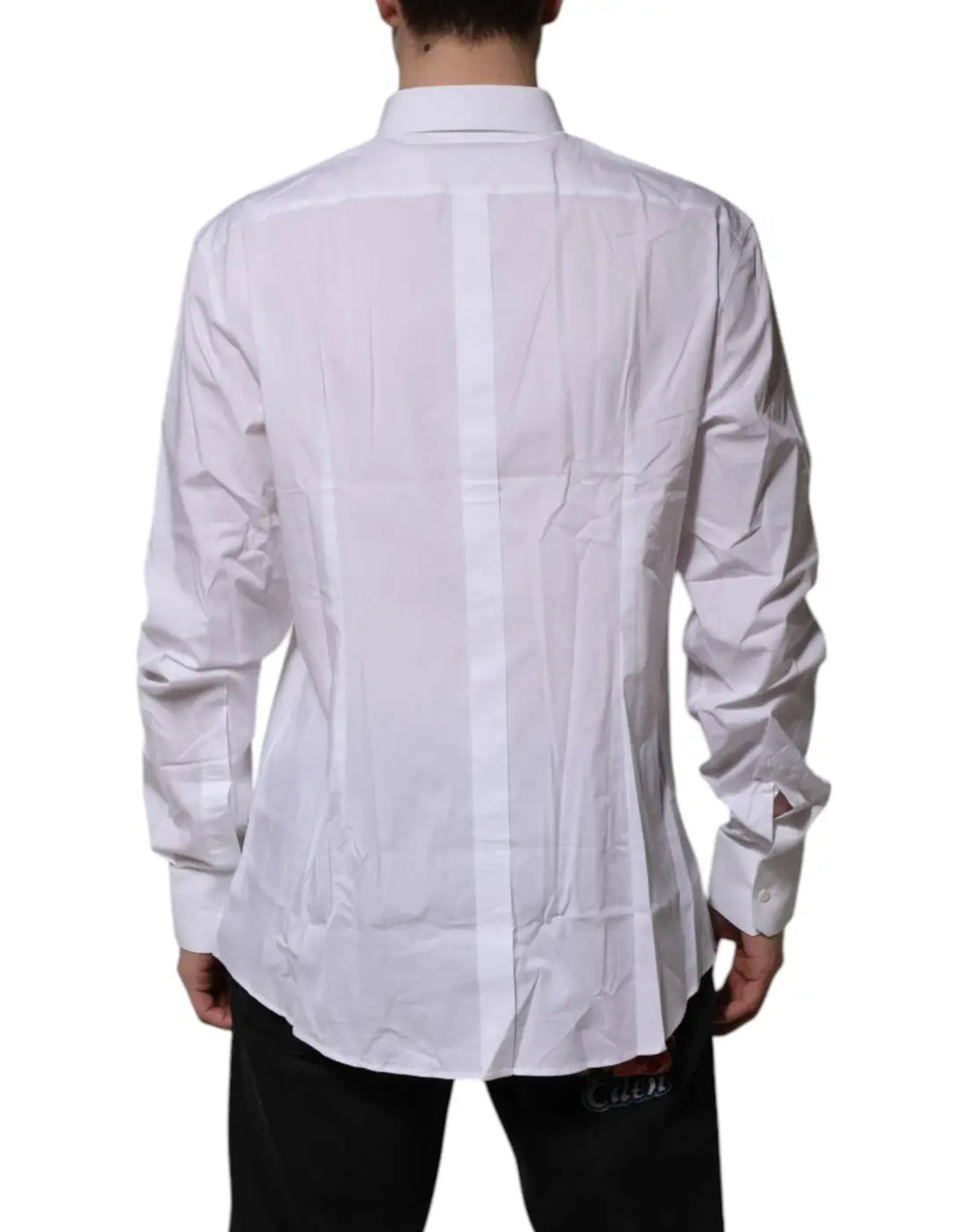 Dolce &amp; Gabbana White Cotton GOLD Long Sleeves Formal Shirt