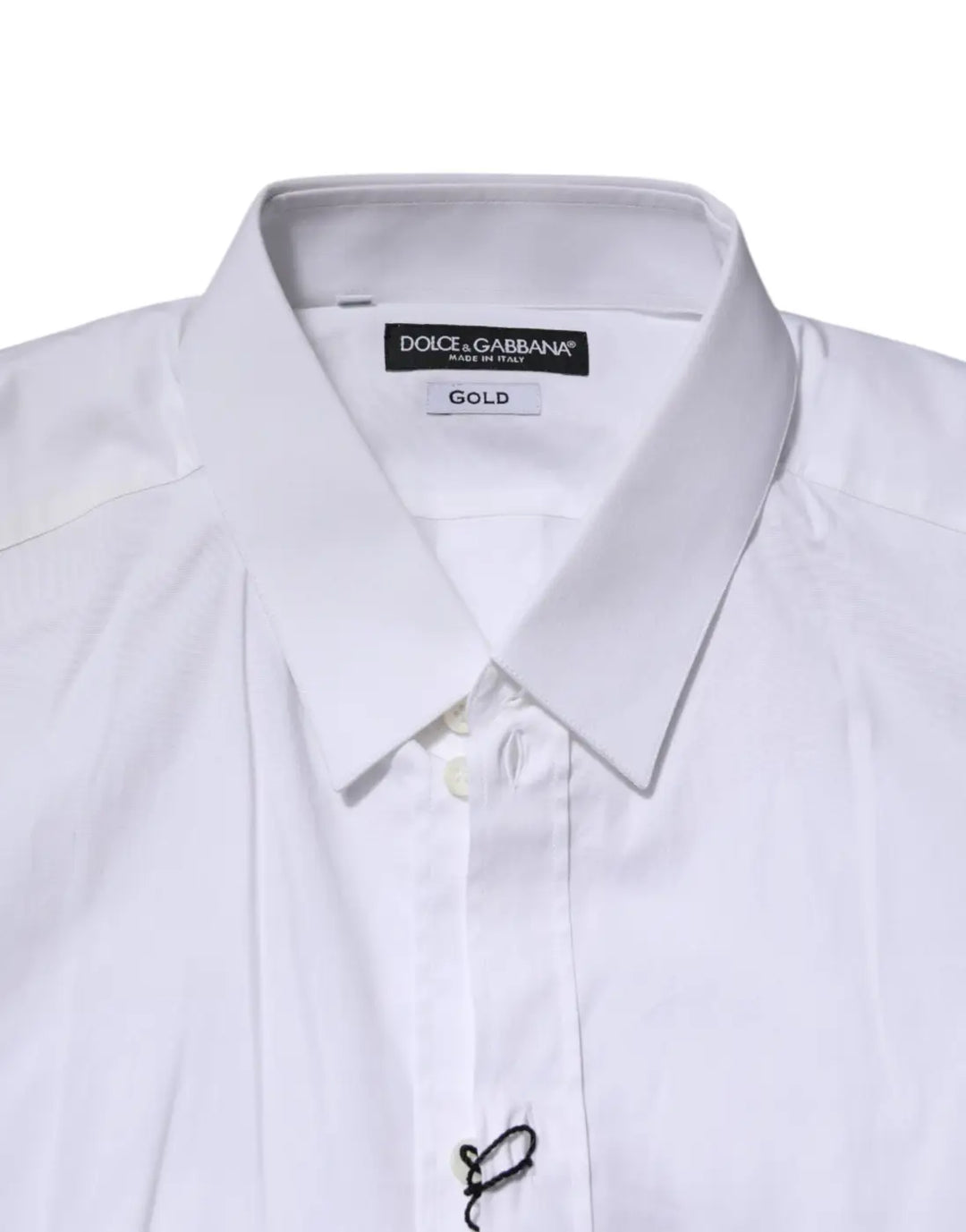 Dolce &amp; Gabbana White Cotton GOLD Long Sleeves Formal Shirt