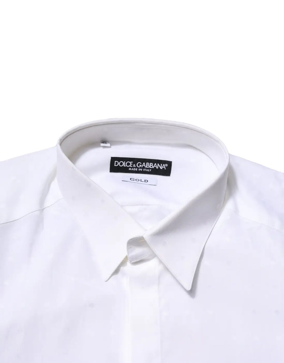 Dolce &amp; Gabbana White Cotton GOLD Long Sleeves Formal Shirt