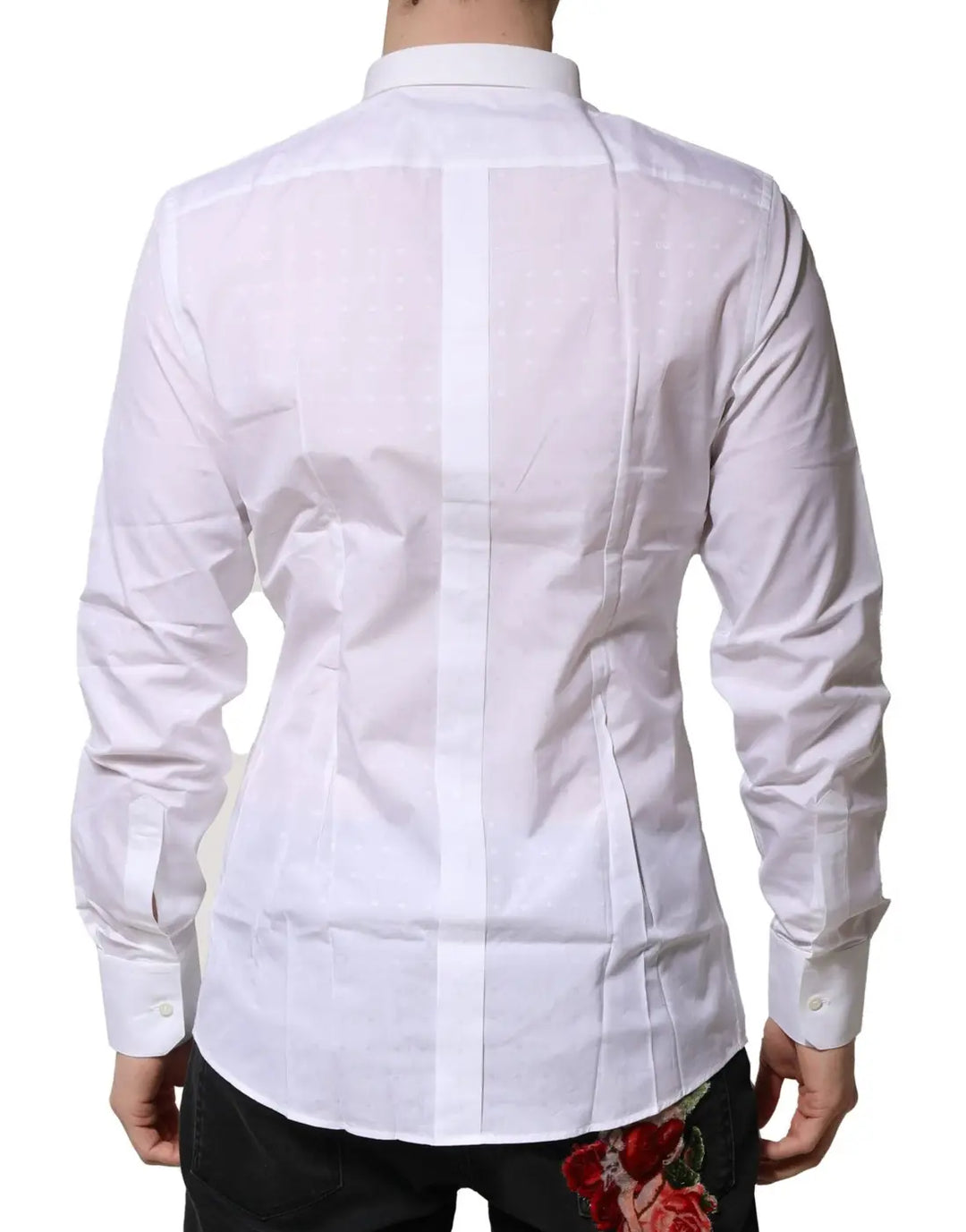 Dolce &amp; Gabbana White Cotton GOLD Long Sleeves Formal Shirt