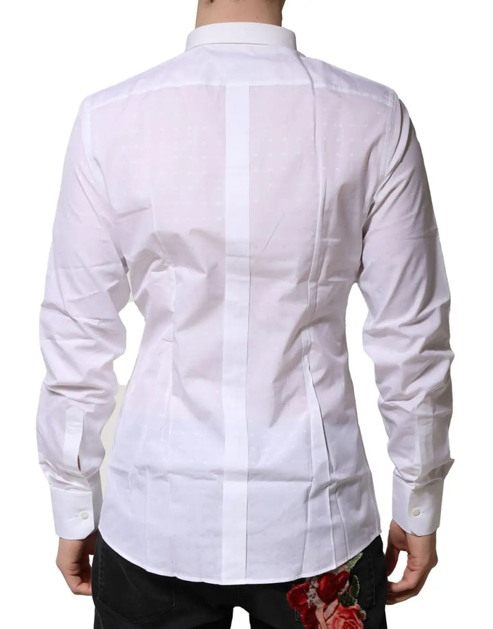 Dolce &amp; Gabbana White Cotton GOLD Long Sleeves Formal Shirt