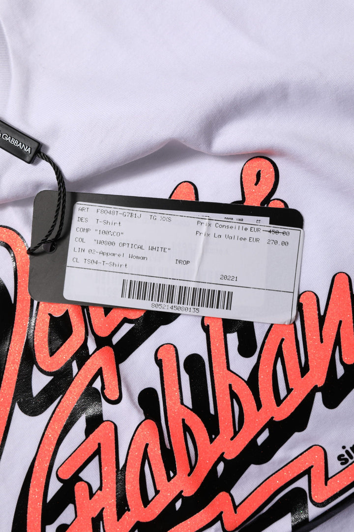 Dolce &amp; Gabbana - White Cotton Graphic Print Crew Neck T-shirt