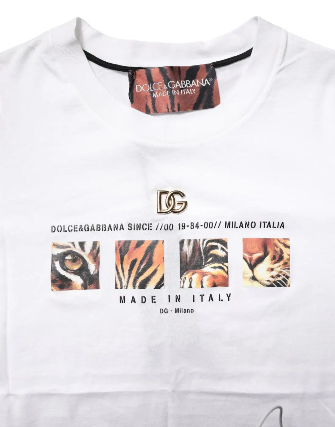Dolce &amp; Gabbana White Cotton Graphic Print Crew Neck T-shirt