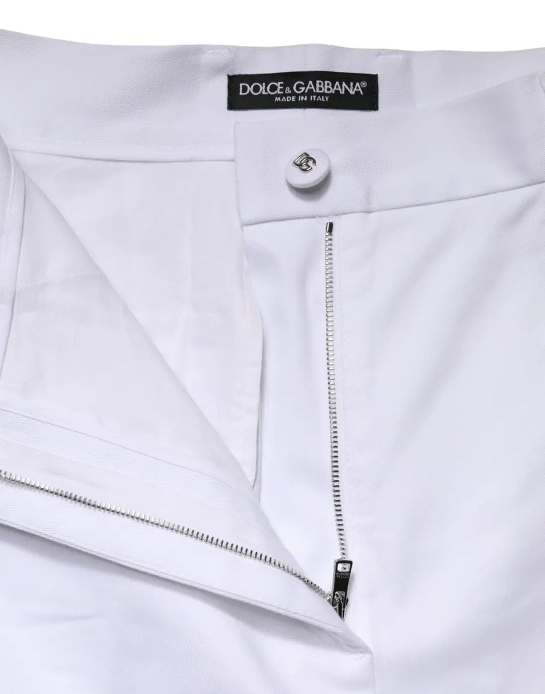 Dolce &amp; Gabbana White Cotton High Waist WideLeg Cropped Pants