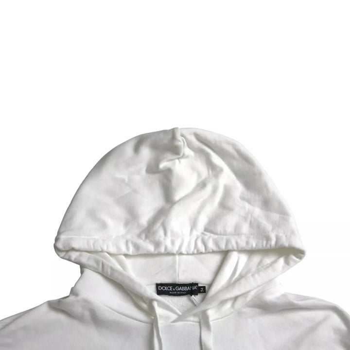 Dolce &amp; Gabbana White Cotton Hooded Pullover Sweatshirt Men