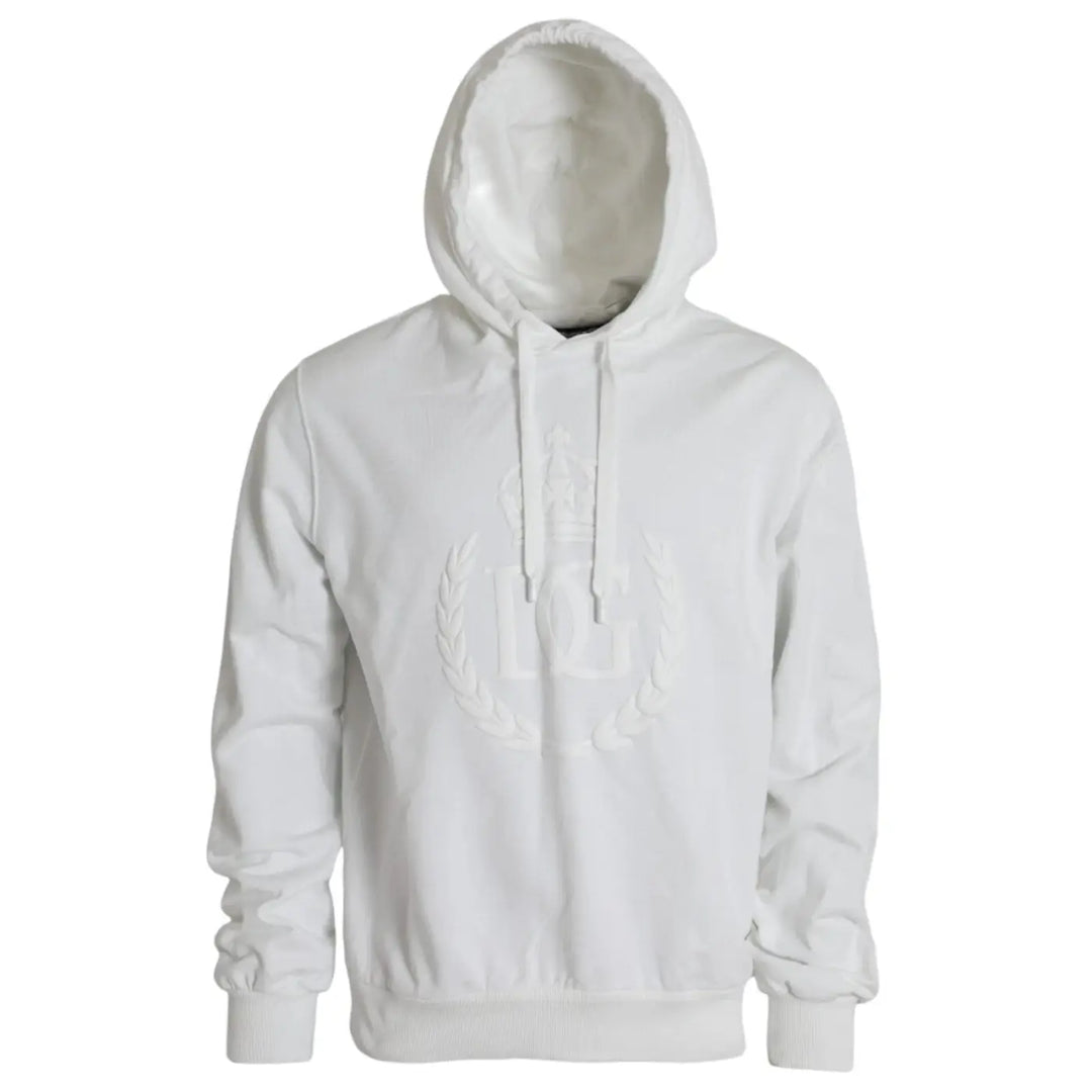 Dolce &amp; Gabbana White Cotton Hooded Pullover Sweatshirt Men