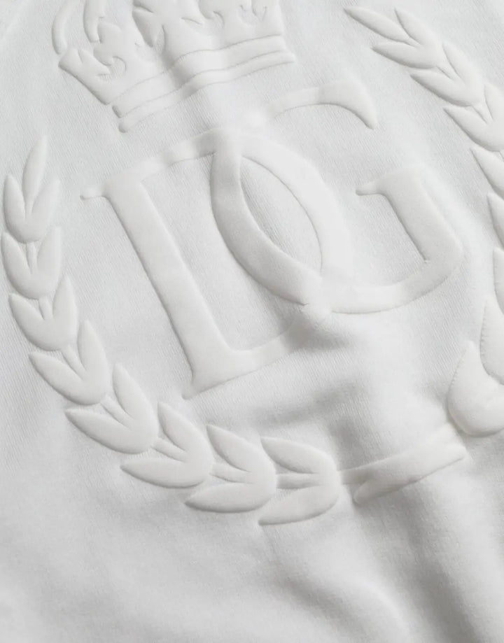 Dolce &amp; Gabbana White Cotton Hooded Pullover Sweatshirt Men