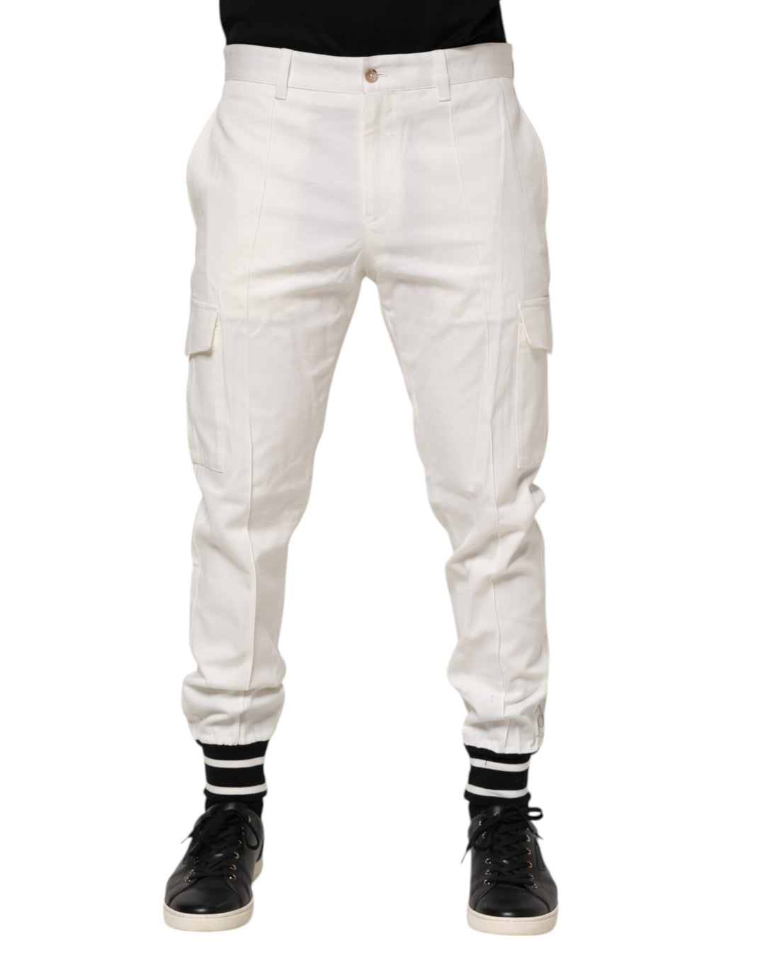 Dolce &amp; Gabbana White Cotton Jogger Cargo Skinny Men Pants
