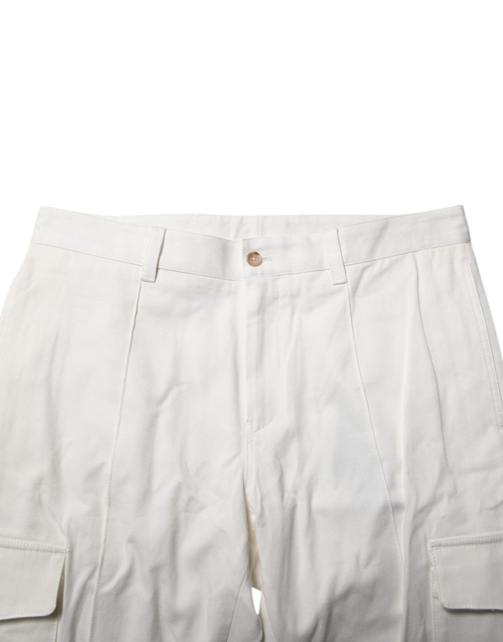 Dolce &amp; Gabbana White Cotton Jogger Cargo Skinny Men Pants