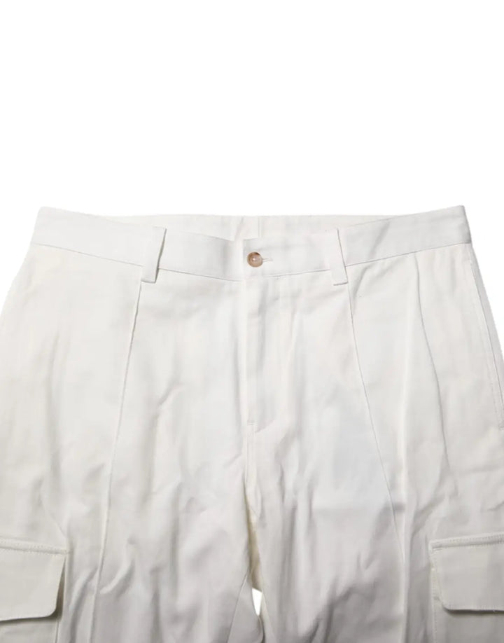 Dolce &amp; Gabbana White Cotton Jogger Cargo Skinny Men Pants