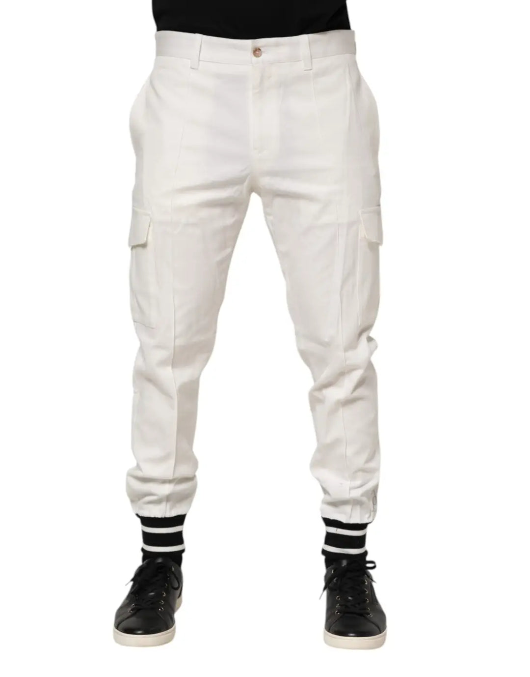 Dolce &amp; Gabbana White Cotton Jogger Cargo Skinny Men Pants
