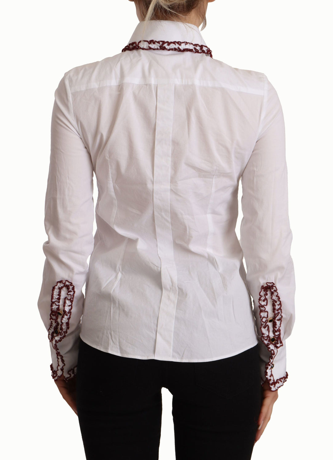 Dolce &amp; Gabbana Blouses - Women’s White Cotton Lace Long Sleeves Ruffle Collar Top Shirt