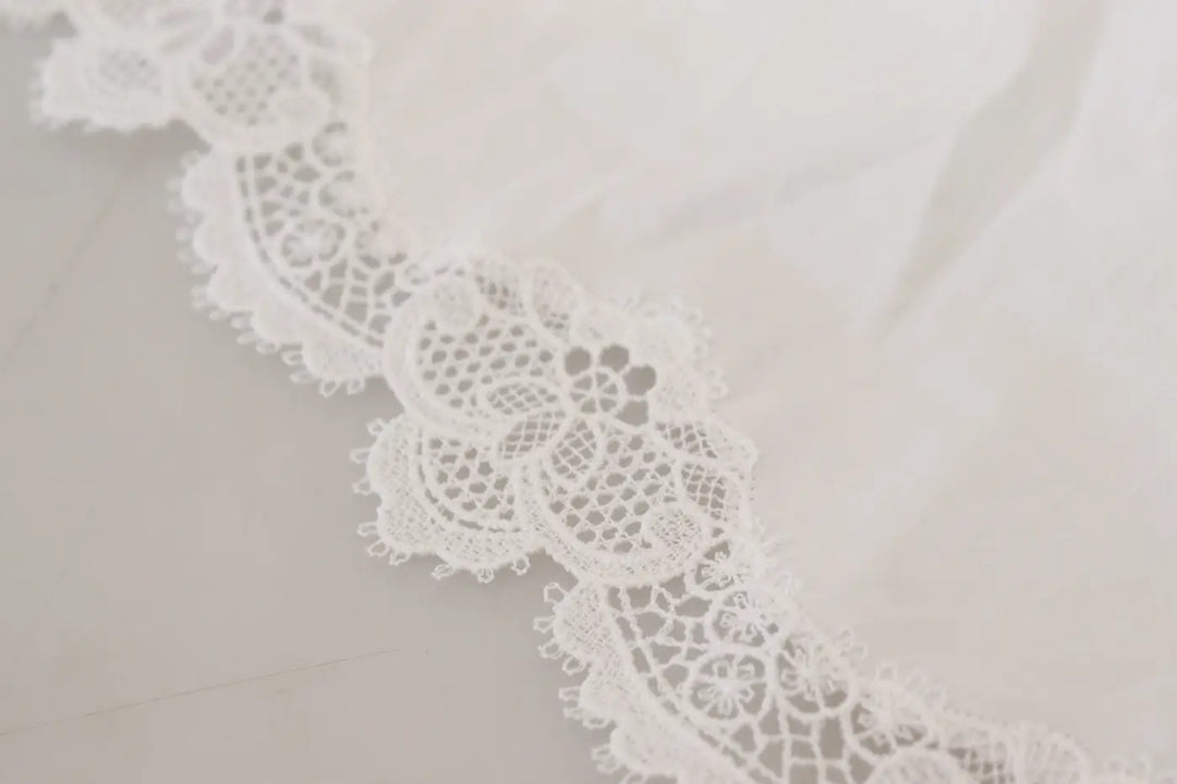 Dolce &amp; Gabbana White Cotton Lace Trim Turtle Neck Blouse Top