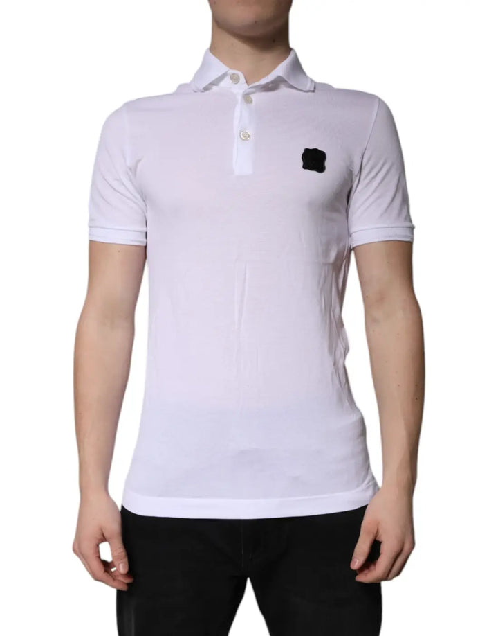 Dolce &amp; Gabbana White Cotton Logo Collared Polo T-shirt