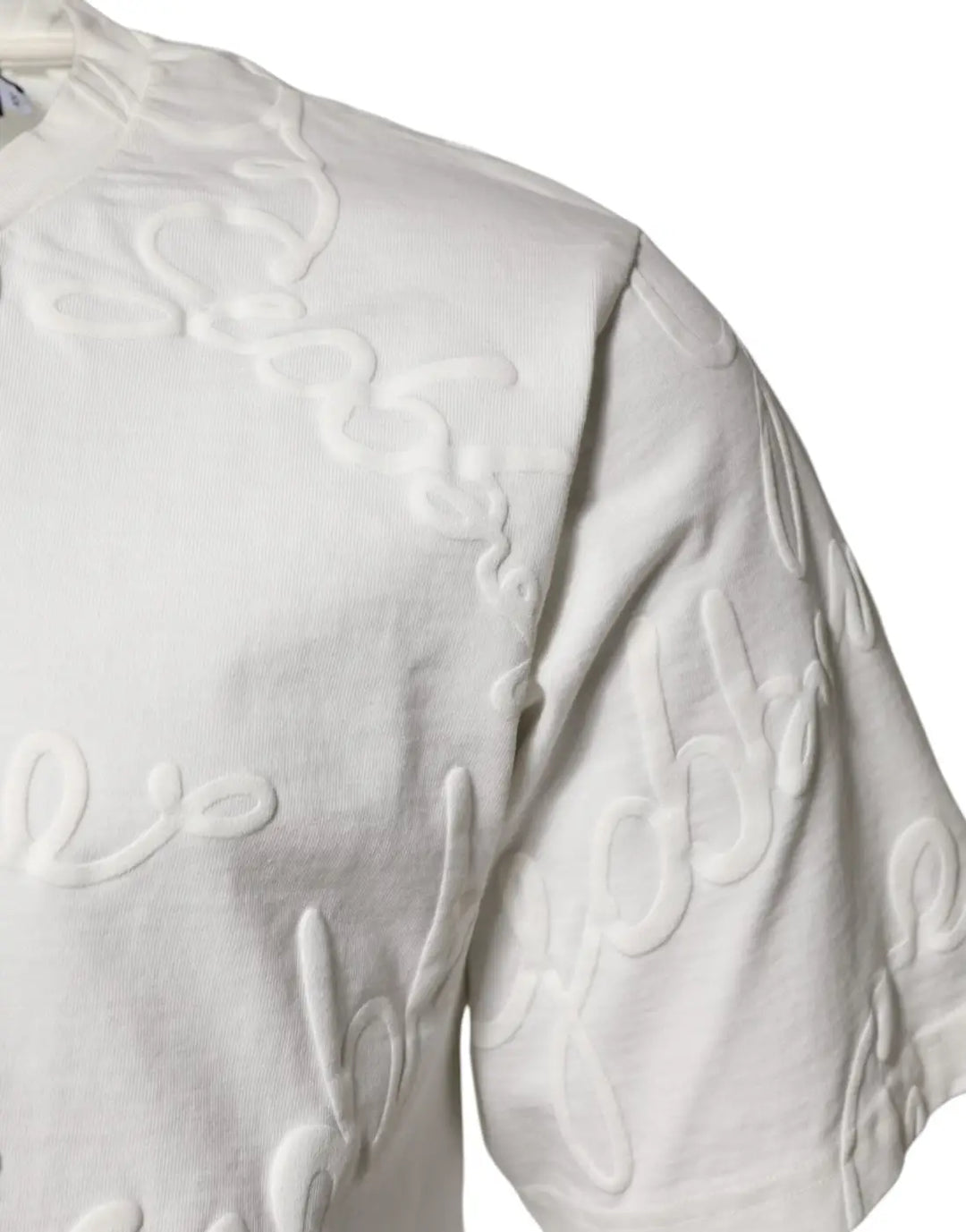 Dolce &amp; Gabbana White Cotton Logo Embossed Crew Neck T-shirt