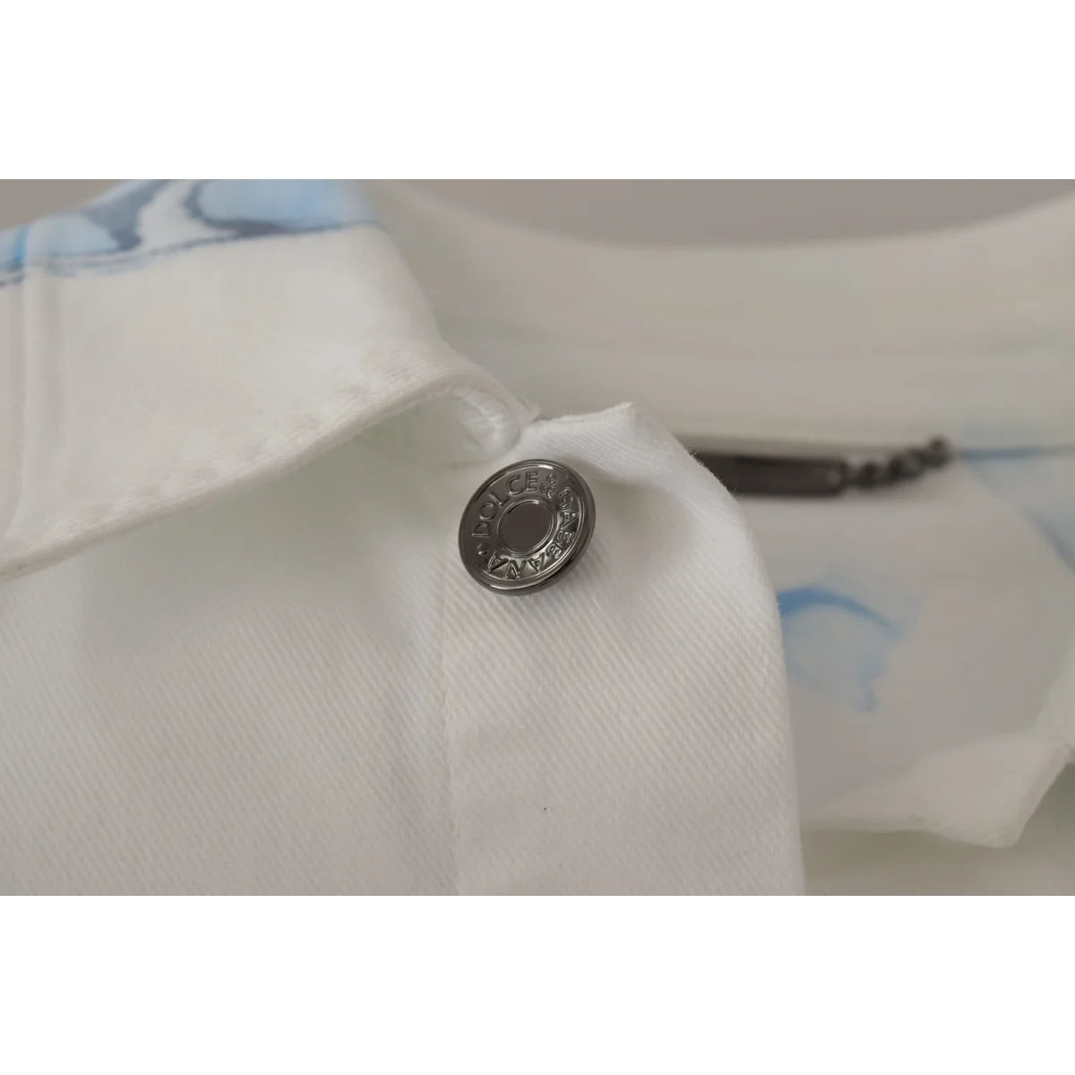 Dolce & Gabbana White Cotton Logo Embroidery Denim Jacket